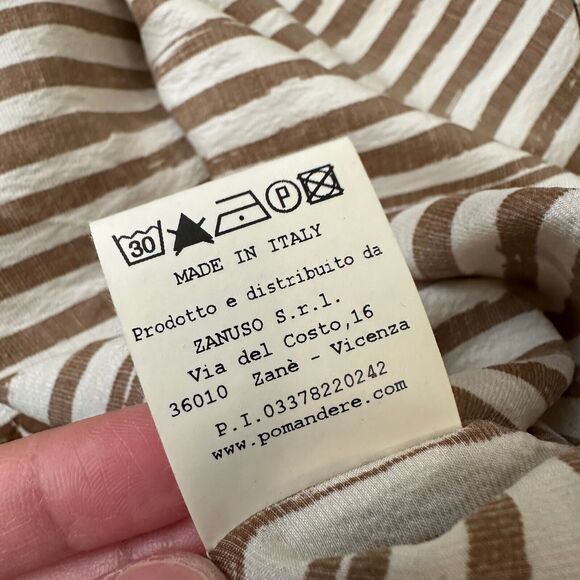 NWOT POMANDÈRE Long Sleeve Wool-Silk Striped Top in Brown/White - Picture 8 of 10